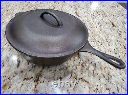 Vintage Lodge 3 Notch #8 Cast Iron Chicken Fryer 10 1/4 Deep Skilet with Lid