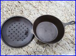 Vintage Lodge 3 Notch #8 Cast Iron Chicken Fryer 10 1/4 Deep Skilet with Lid