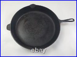 Vintage Lodge 3 Notch Cast Iron Skillet #14 Measuring 15 In Diameter Read