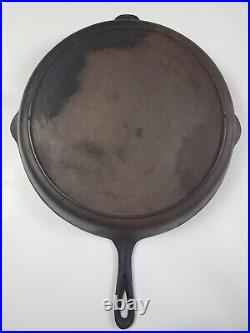 Vintage Lodge 3 Notch Cast Iron Skillet #14 Measuring 15 In Diameter Read