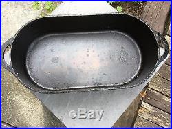 Vintage Lodge 3060 Sportsman's Duck Cast Iron Roaster Fish Fry Pan WithGriddle Lid