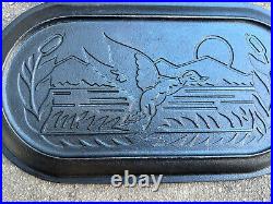 Vintage Lodge Cast Iron Deep Fish Fryer Lid Only Made in USA Sportsman Wildlife