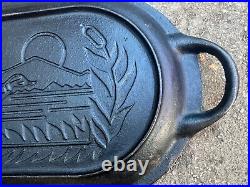 Vintage Lodge Cast Iron Deep Fish Fryer Lid Only Made in USA Sportsman Wildlife