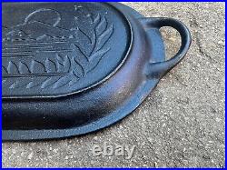 Vintage Lodge Cast Iron Deep Fish Fryer Lid Only Made in USA Sportsman Wildlife