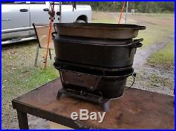 Vintage Lodge Cast Iron Grill 3060 Deep Fish Fryer 3093 Lid 3052D Shallow Fryer