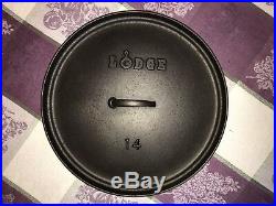 Vintage Lodge Discontinued Model #14 Shallow Camp Dutch Oven, Cleaned & Seasoned