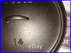 Vintage Lodge Discontinued Model #14 Shallow Camp Dutch Oven, Cleaned & Seasoned