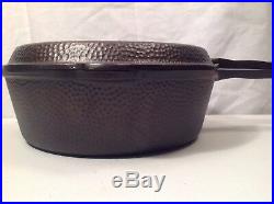 Vintage Lodge Hammered 4in1 Combination Cooker Cast Iron Hinged Lid