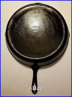 Vintage Lodge SK #14 Cast Iron Skillet 3 Notch Heat Ring LID COVER campfire cook