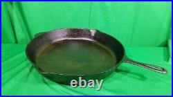 Vintage Lodge SK #14 Cast Iron skillet 3 notch heat ring #14 U. S. (L) Ex cond