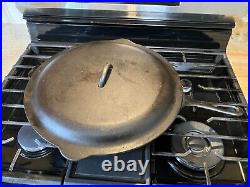 Vintage Lodge Sk #14 Cast Iron Skillet 3 Notch Heat Ring With #14 LID U. S