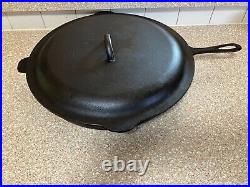 Vintage Lodge Sk #14 Cast Iron Skillet 3 Notch Heat Ring With #14 LID U. S