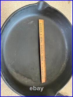 Vintage Lodge Sk #14 Cast Iron Skillet 3 Notch Heat Ring With #14 LID U. S