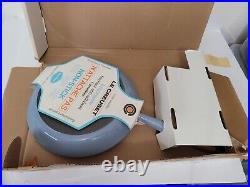 Vintage NOS Le Creuset 11.5 Blue Enamel Cast Iron Fry Pan Skillet Wood Handle