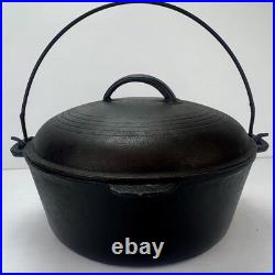 Vintage No. 8 Cast Iron Dutch Oven with 5-Ring Lid Milled Smooth Interior