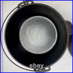 Vintage No. 8 Cast Iron Dutch Oven with 5-Ring Lid Milled Smooth Interior