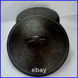 Vintage No. 8 Cast Iron Dutch Oven with 5-Ring Lid Milled Smooth Interior