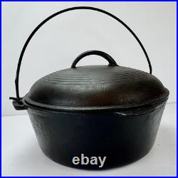 Vintage No. 8 Cast Iron Dutch Oven with 5-Ring Lid Milled Smooth Interior