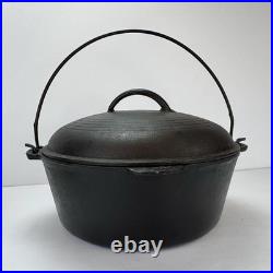 Vintage No. 8 Cast Iron Dutch Oven with 5-Ring Lid Milled Smooth Interior