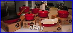 Vintage Nos Le Creuset Red Rouge 12 Pc Set 1981 In Boxes One Used