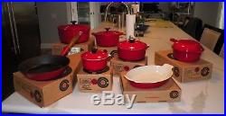 Vintage Nos Le Creuset Red Rouge 12 Pc Set 1981 In Boxes One Used