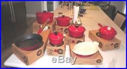 Vintage Nos Le Creuset Red Rouge 12 Pc Set 1981 In Boxes One Used