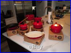 Vintage Nos Le Creuset Red Rouge 12 Pc Set 1981 In Boxes One Used