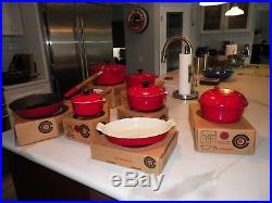 Vintage Nos Le Creuset Red Rouge 12 Pc Set 1981 In Boxes One Used
