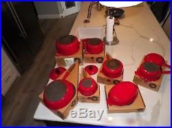 Vintage Nos Le Creuset Red Rouge 12 Pc Set 1981 In Boxes One Used