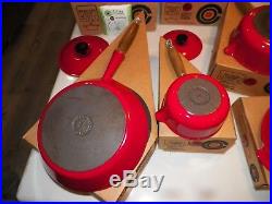 Vintage Nos Le Creuset Red Rouge 12 Pc Set 1981 In Boxes One Used