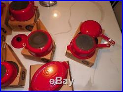 Vintage Nos Le Creuset Red Rouge 12 Pc Set 1981 In Boxes One Used