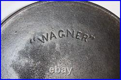 Vintage OLD Wagner Arc Logo No. 7 Cast Iron Skillet withHeat Ring Sits Flat