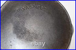 Vintage OLD Wagner Arc Logo No. 7 Cast Iron Skillet withHeat Ring Sits Flat