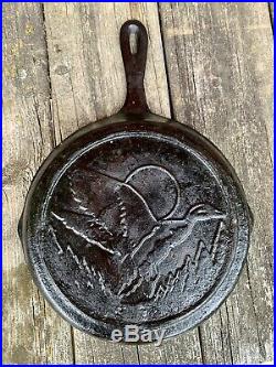 Vintage Rare Mallard Duck Wildlife Lodge Cast Iron Skillet Pan 10