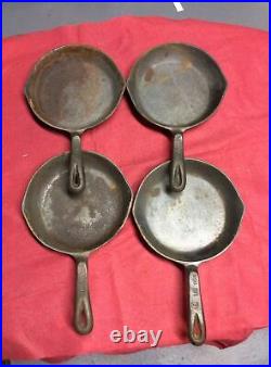 Vintage Set Of 4 Cast Iron Skillet 1995 Good Morning With The Rooster 8 1/4