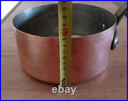 Vintage Set Of 5 Heavy Copper Saucepan Pots MADE IN FRANCE with Iron Handles