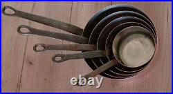 Vintage Set Of 5 Heavy Copper Saucepan Pots MADE IN FRANCE with Iron Handles