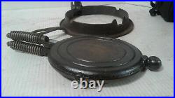 Vintage Shapleigh No. 8 Cast Iron Waffle Maker crosses and squares low base