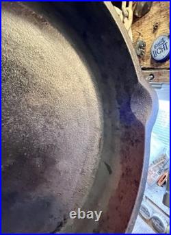 Vintage Unmarked 15.25 Cast Iron Skillet 14.2 Lbs. Inset Heat Ring