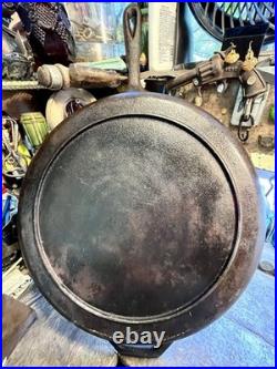 Vintage Unmarked 15.25 Cast Iron Skillet 14.2 Lbs. Inset Heat Ring