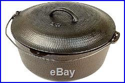 Vintage Unmarked Hammered Finished No 10 Cast Iron Dutch Oven Ex Restored Cond