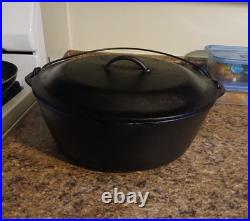 Vintage Unmarked Lodge #12 Cast Iron Dutch Oven With Lid- Great Camping Pot