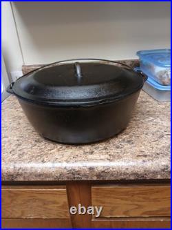 Vintage Unmarked Lodge #12 Cast Iron Dutch Oven With Lid- Great Camping Pot