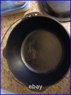 Vintage Unmarked Lodge #12 Cast Iron Dutch Oven With Lid- Great Camping Pot
