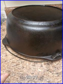 Vintage Unmarked Lodge #12 Cast Iron Dutch Oven With Lid- Great Camping Pot