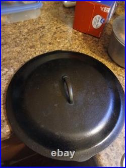 Vintage Unmarked Lodge #12 Cast Iron Dutch Oven With Lid- Great Camping Pot