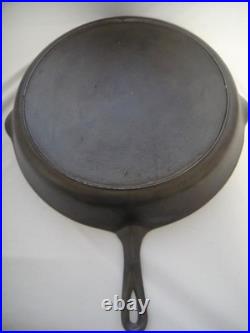 Vintage Unmarked Lodge #14 3-Notch Cast Iron Skillet +Heat Ring -Clean +Seasoned