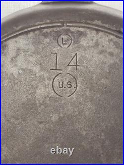 Vintage Unmarked Lodge No 14 Cast Iron Skillet 3 Notch WithHeat Ring US