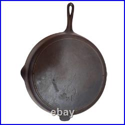 Vintage Unmarked Lodge No. 14 SK 3 Notch WithHeat Ring Cast Iron Skillet USA
