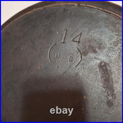 Vintage Unmarked Lodge No. 14 SK 3 Notch WithHeat Ring Cast Iron Skillet USA